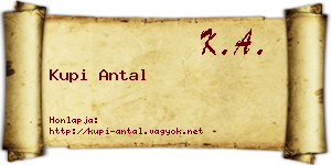 Kupi Antal névjegykártya